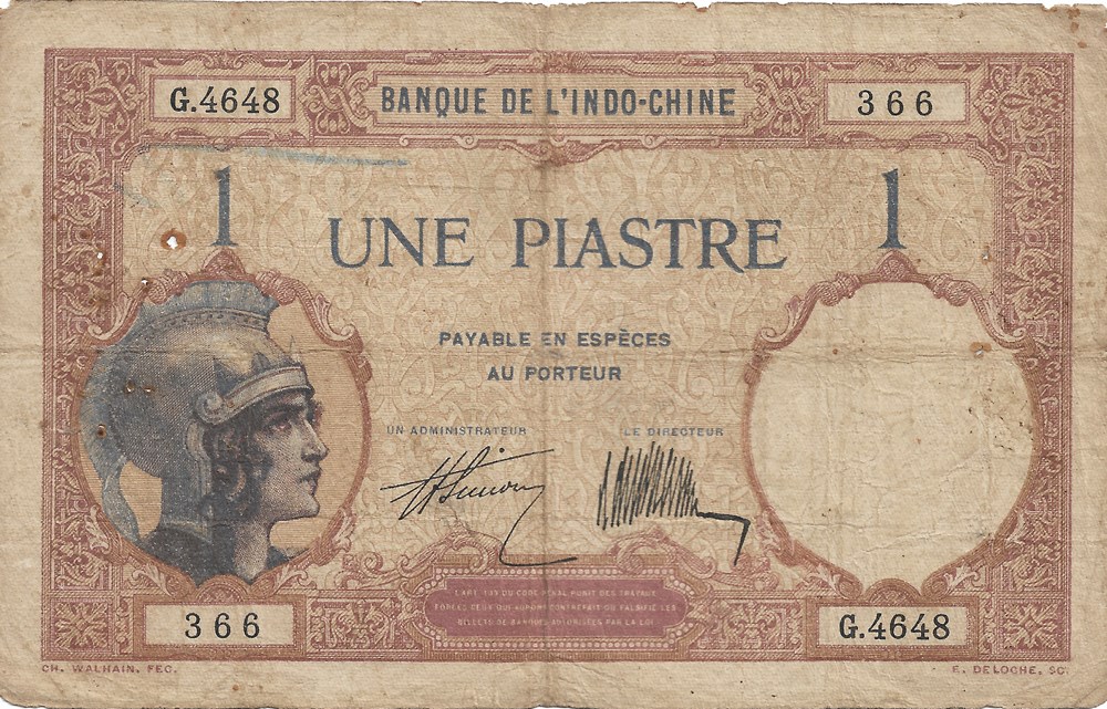 1 piastre billets asie indochine 1 piastre