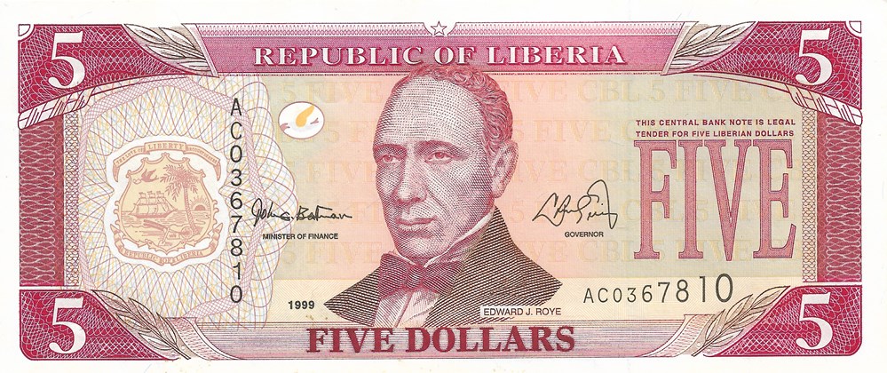 5 dollars billets afrique liberia 5 dollars