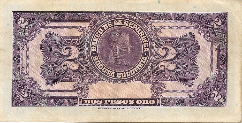 2 pesos en or billets amerique du sud colombie 2 pesos en or