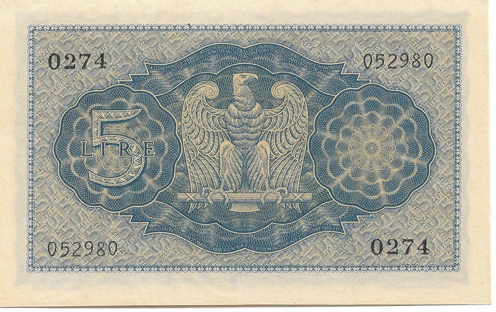 billets europe italie 5 lires