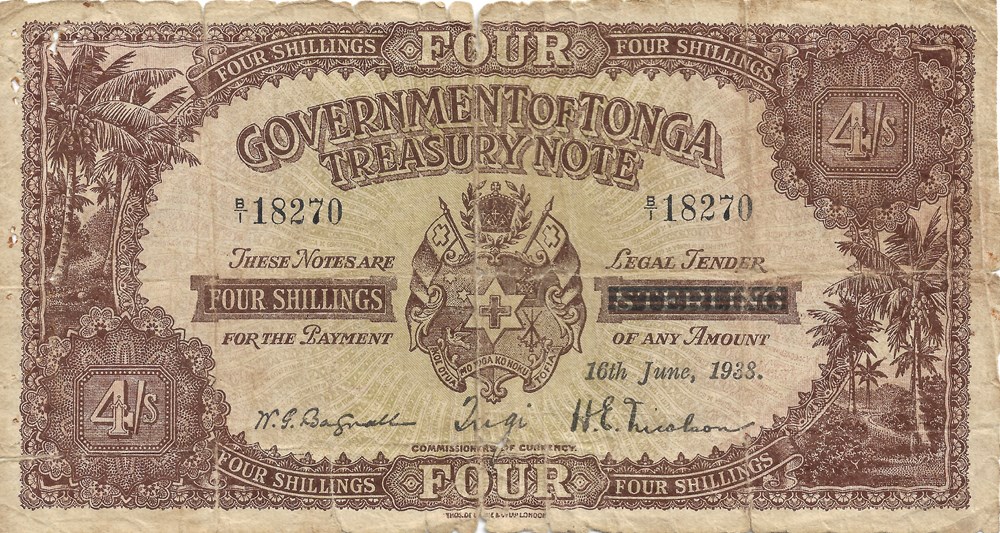 4 shillings billets oceanie tonga 4 shillings