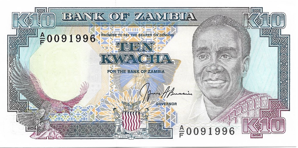 10 kwacha billets afrique zambie 10 kwacha