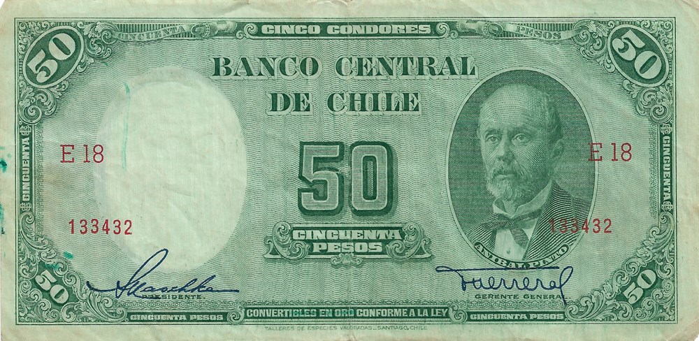 billets amerique du sud chili 50 pesos ou 5 condors