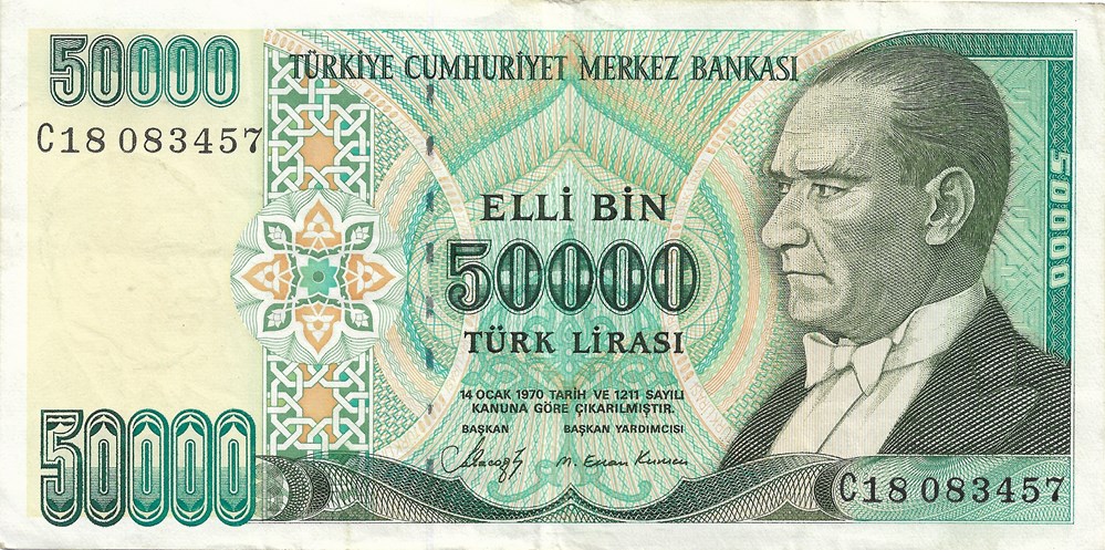 50.000 livres turques billets asie turquie 50 000 livres turques