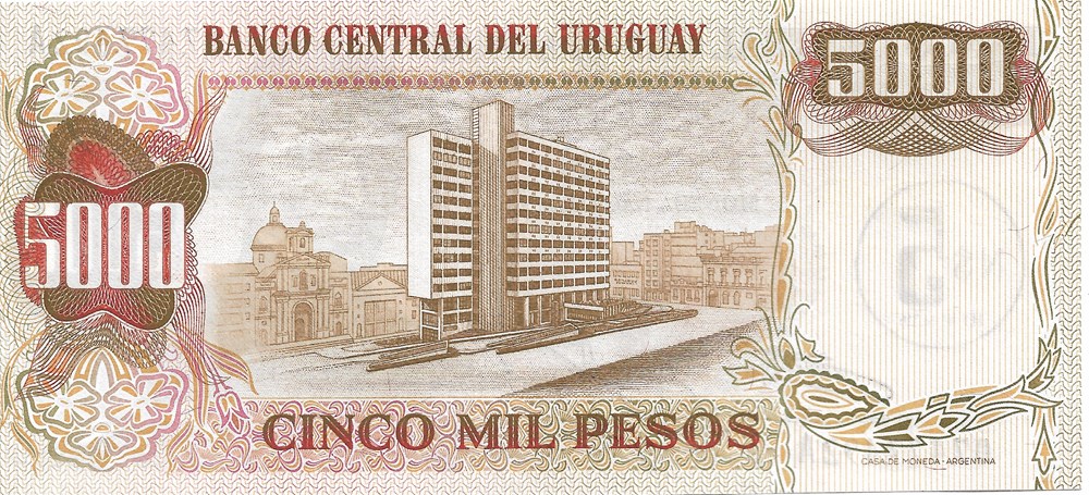 billets amerique du sud uruguay 5 nouveaux pesos sur 5 000 pesos