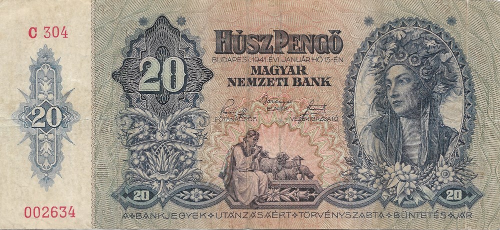 20 pengö billets europe hongrie 20 pengo