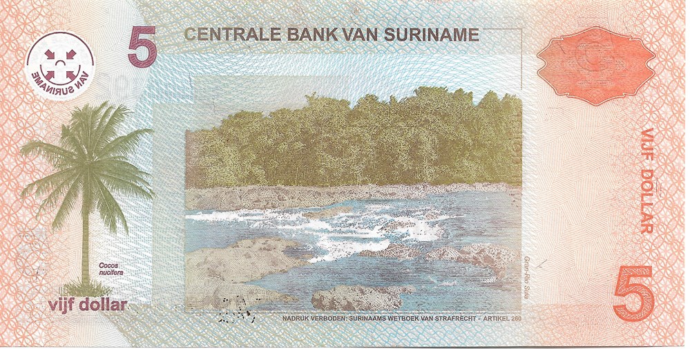 5 dollars billets amerique du sud suriname 5 dollars