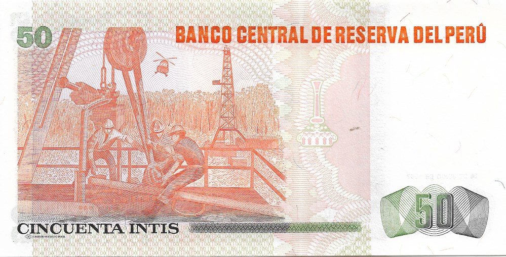 50 intis billets amerique du sud perou 50 intis