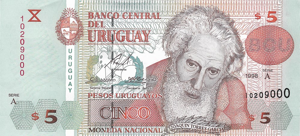5 pesos uruguayens billets amerique du sud 5 pesos uruguayens