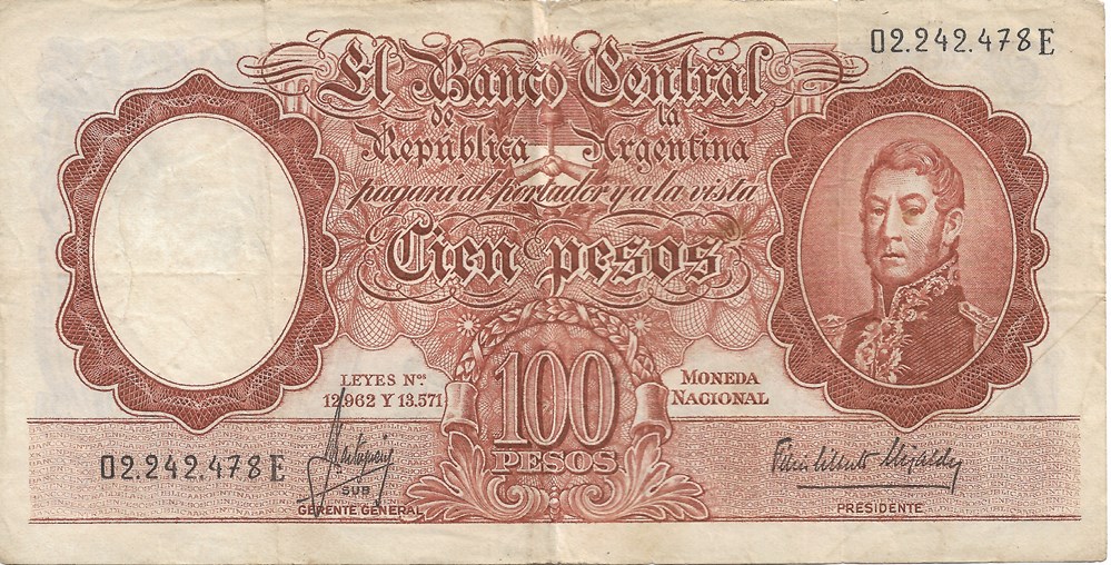100 pesos billets amerique du sud argentine 100 pesos