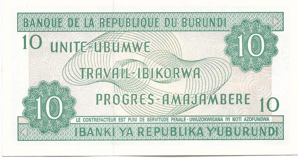 10 francs billets afrique burundi 10 francs