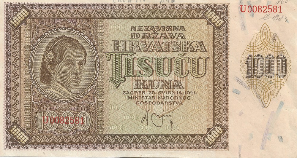 1.000 kuna billets europe croatie 1 000 kuna