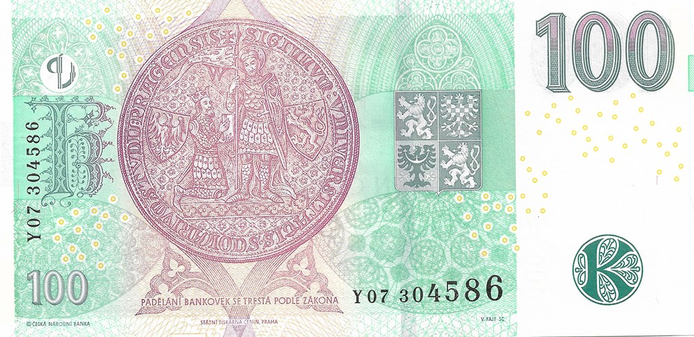 billets europe republique 100 couronnes tcheques