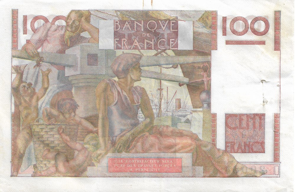 100 francs billets europe france 100 francs