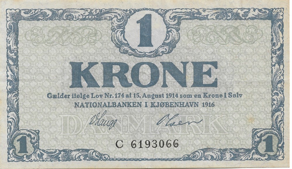 1 couronne billets europe danemark 1 couronne