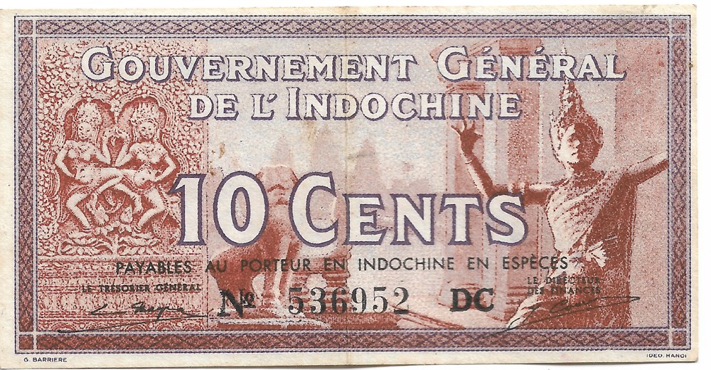 10 cents billets asie indochine 10 cents