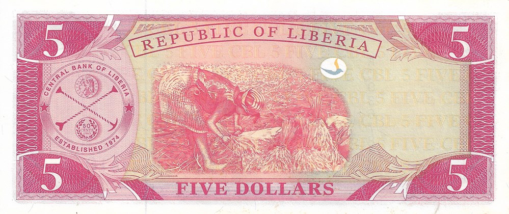 5 dollars billets afrique liberia 5 dollars