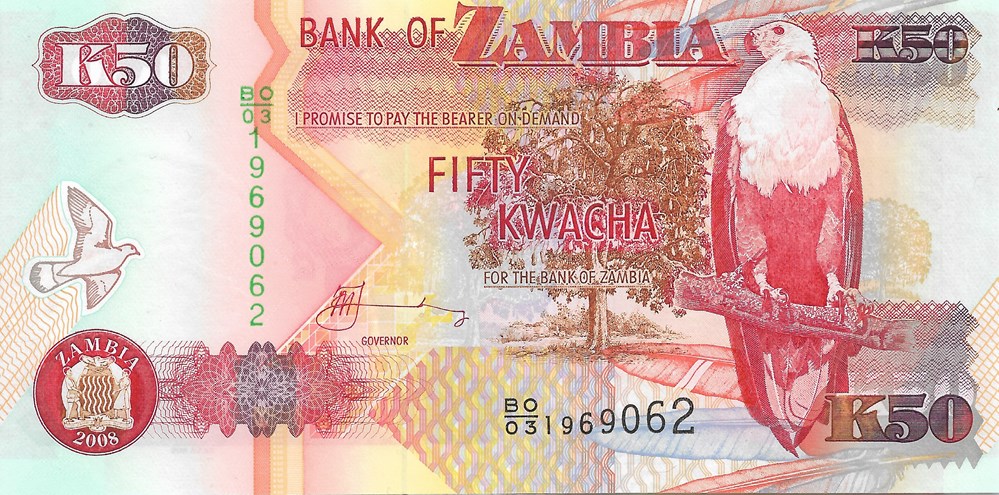 50 kwacha billets afrique zambie 50 kwacha