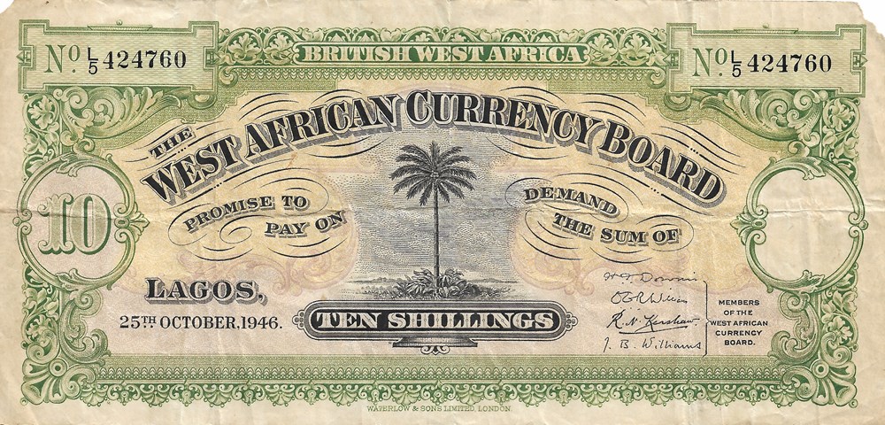 billets afrique de ouest 10 shillings