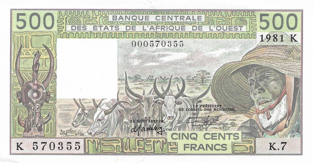 500 francs CFA billets afrique senegal 500 francs cfa