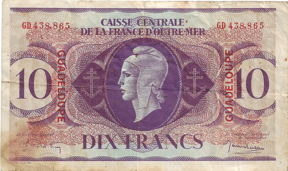 10 francs billets amerique centrale et caraibes guadeloupe 10 francs