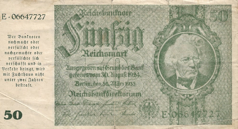 50 reichsmarks pour l'Autriche centrale billets europe allemagne 50 reichsmarks pour autriche centrale