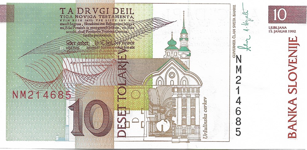 10 tolars billets europe slovenie 10 tolars