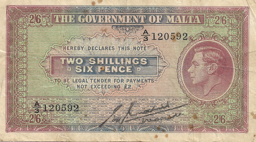2 shillings 6 pence billets europe malte 2 shillings 6 pence
