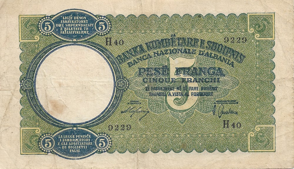 5 francs billets europe albanie 5 francs
