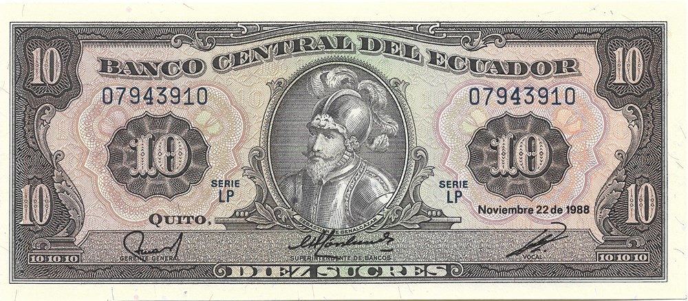 billets amerique du sud equateur 10 sucres