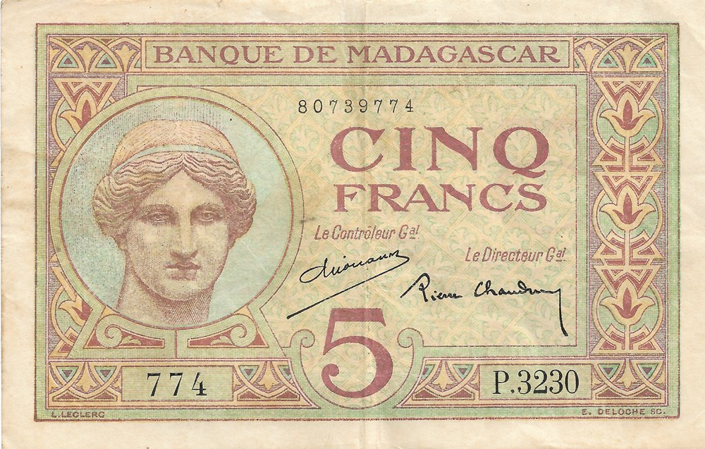 billets afrique madagascar 5 francs