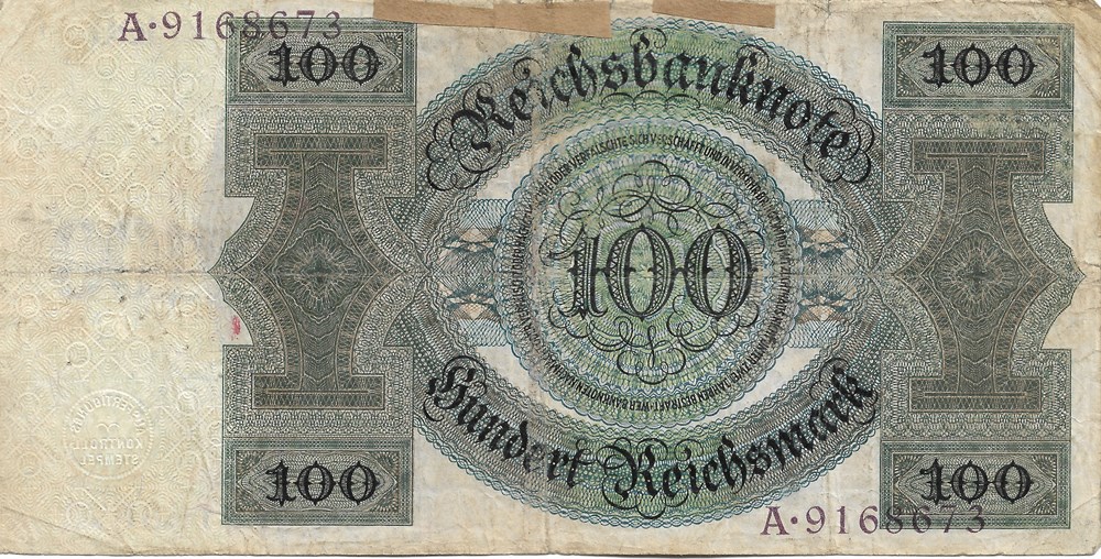 100 reichsmarks billets europe allemagne 100 reichsmarks