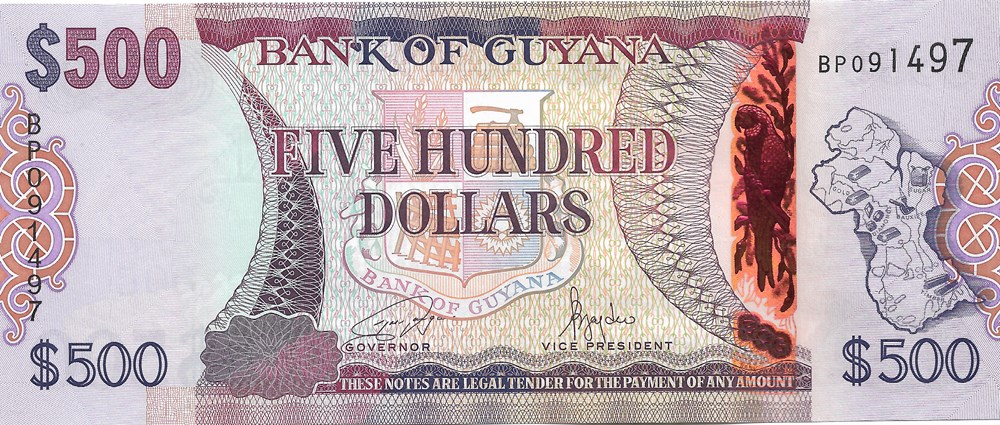 500 dollars billets amerique du sud guyana 500 dollars