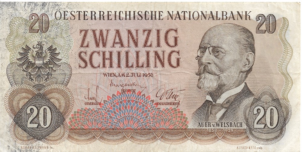billets europe autriche 20 schillings