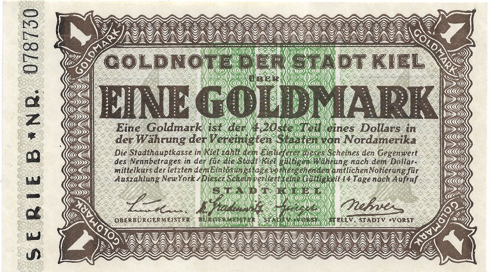 billets europe allemagne 1 mark or