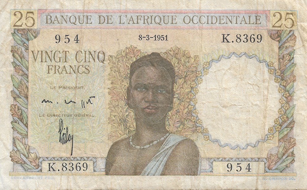 25 francs billets afrique de l ouest 25 francs
