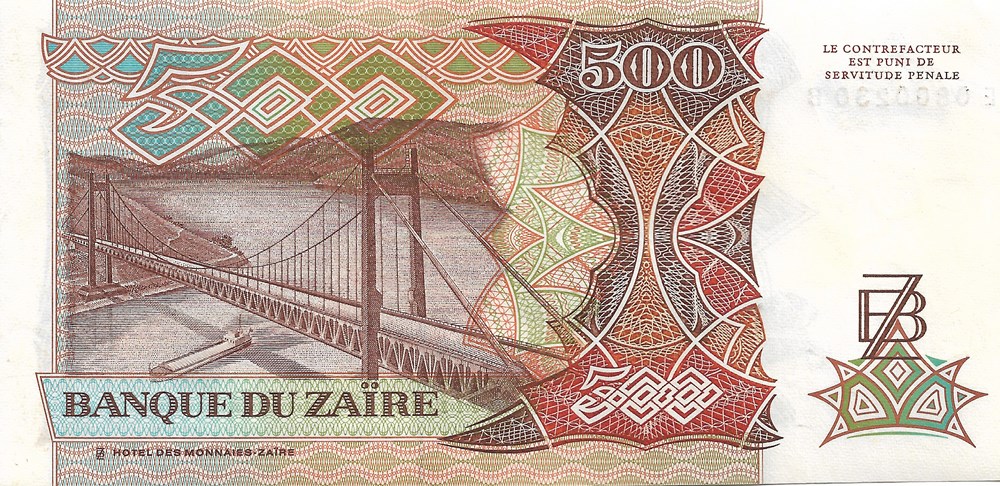 500 zaïres billets afrique 500 zaires