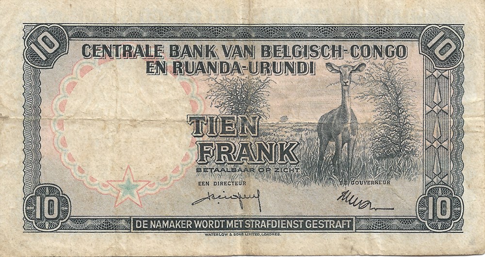 10 francs billets afrique congo belge 10 francs