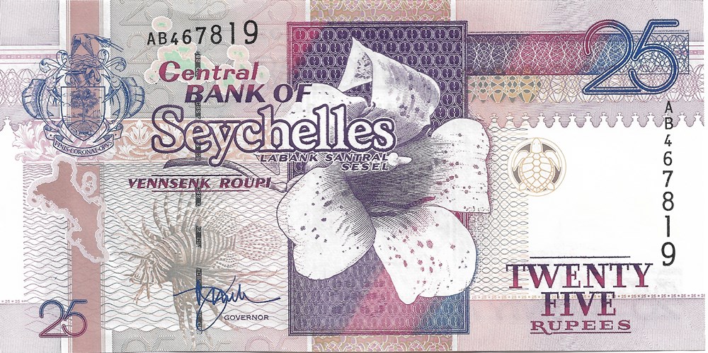 25 roupies billets afrique seychelles 25 roupies
