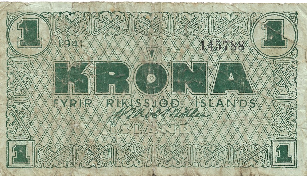 1 couronne billets europe islande 1 couronne