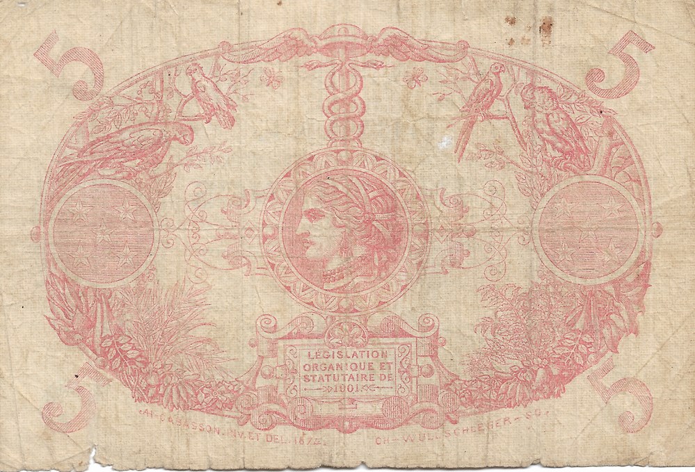 billets amerique du sud guyane francaise 5 francs