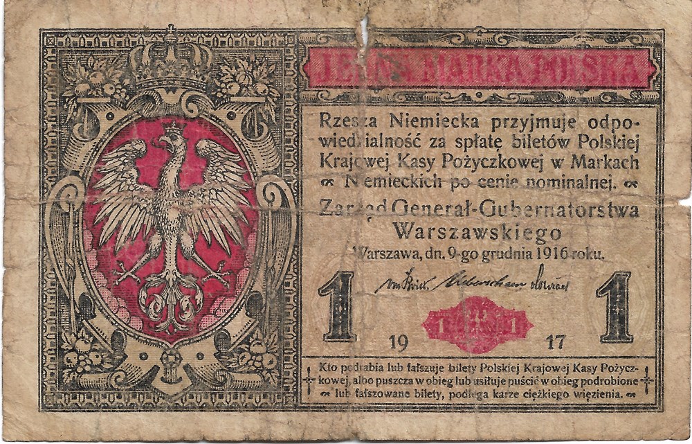 billets europe pologne 1 mark polonais