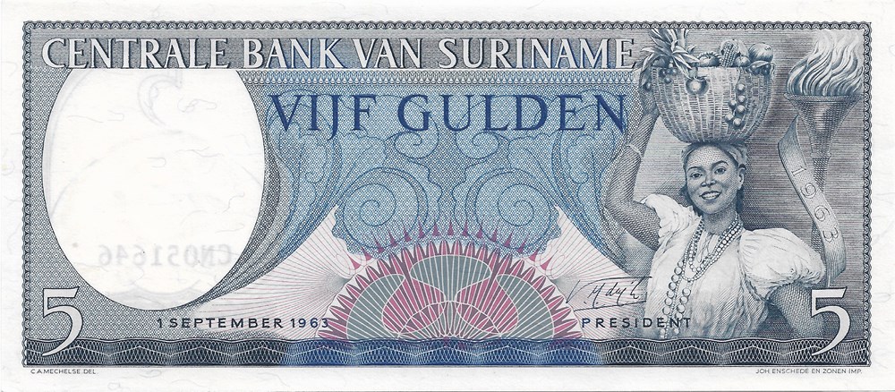5 florins billets amerique du sud suriname 5 florins