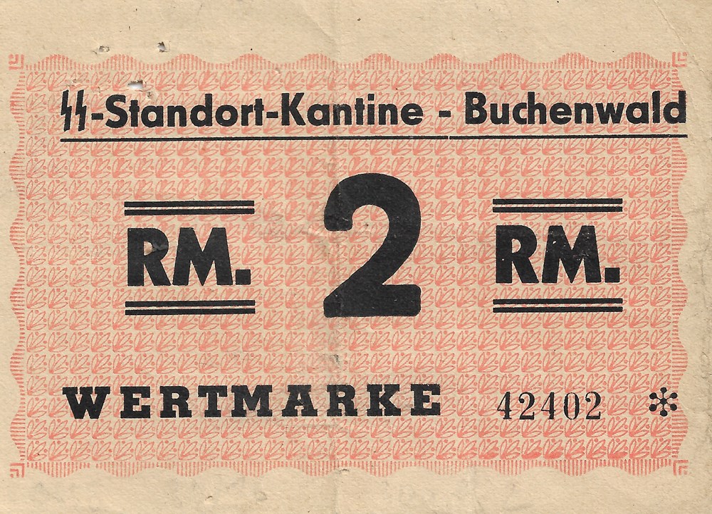 2 reichsmarks du camp de concentration de Buchenwald billets europe allemagne 2 reichsmarks du camp de concentration de buchenwald