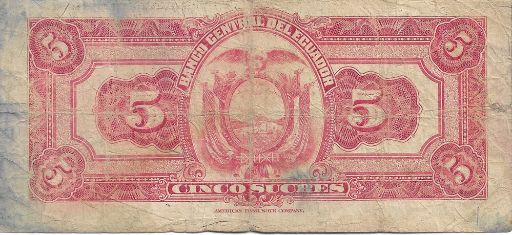 5 sucres billets amerique du sud equateur 5 sucres