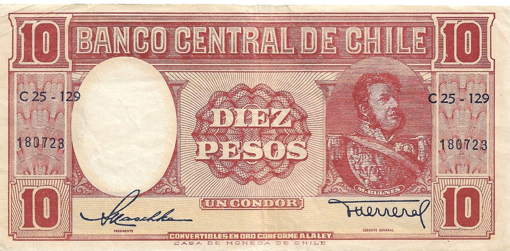 10 pesos ou 1 condor billets amerique du sud chili 10 pesos ou 1 condor