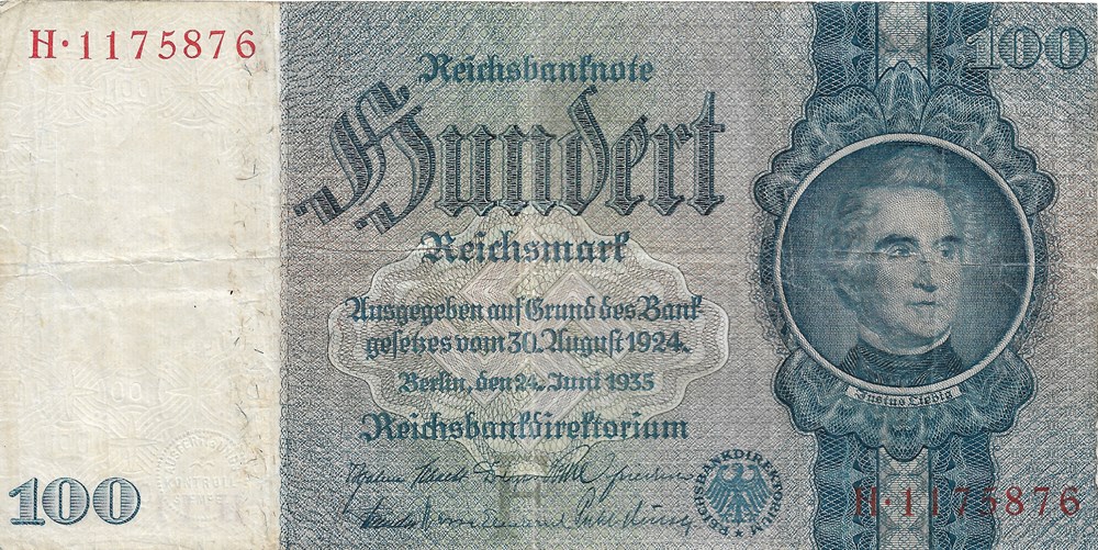 100 reichsmarks billets europe allemagne 100 reichsmarks