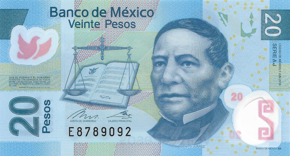 billets amerique du nord mexique 20 pesos