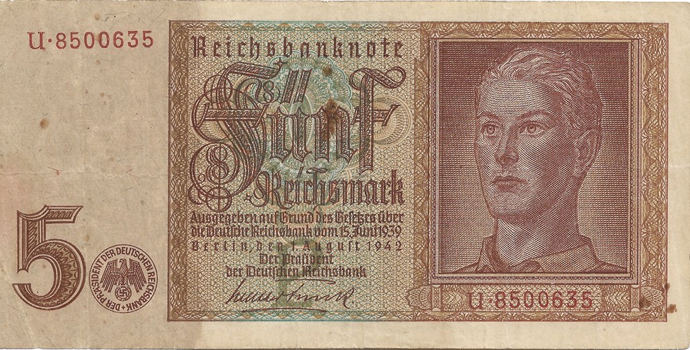 5 reichsmarks billets europe allemagne 5 reichsmarks