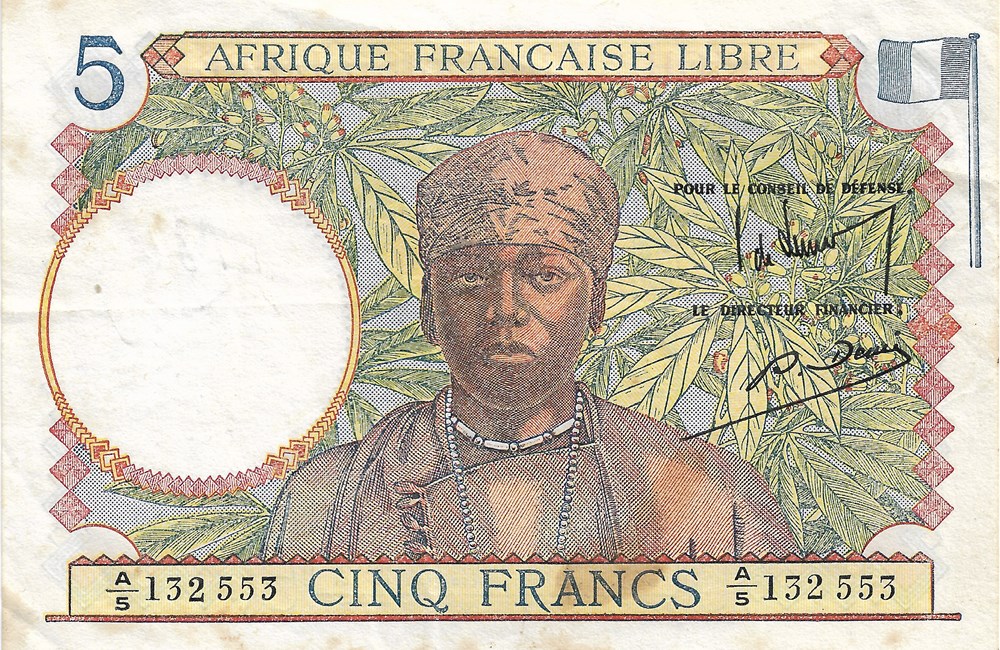 5 francs billets afrique 5 francs
